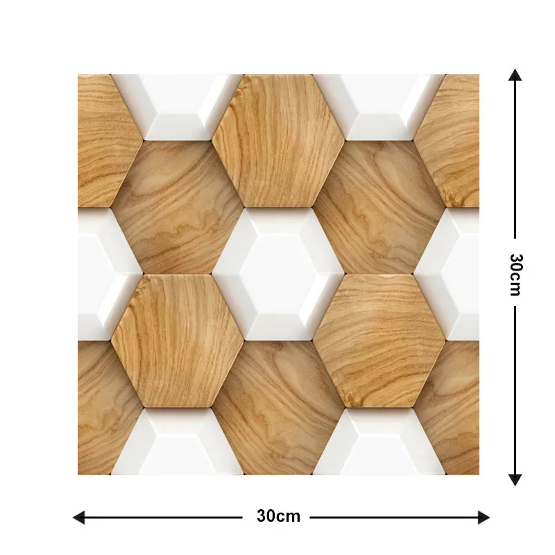 10 Keping Pelekat Dinding Pelekat Diri 3D 30x30cm Kertas Dinding PVC Kalis Air Mural Seni Dinding Boleh Alih untuk Hiasan Ruang Tamu Rumah DIY