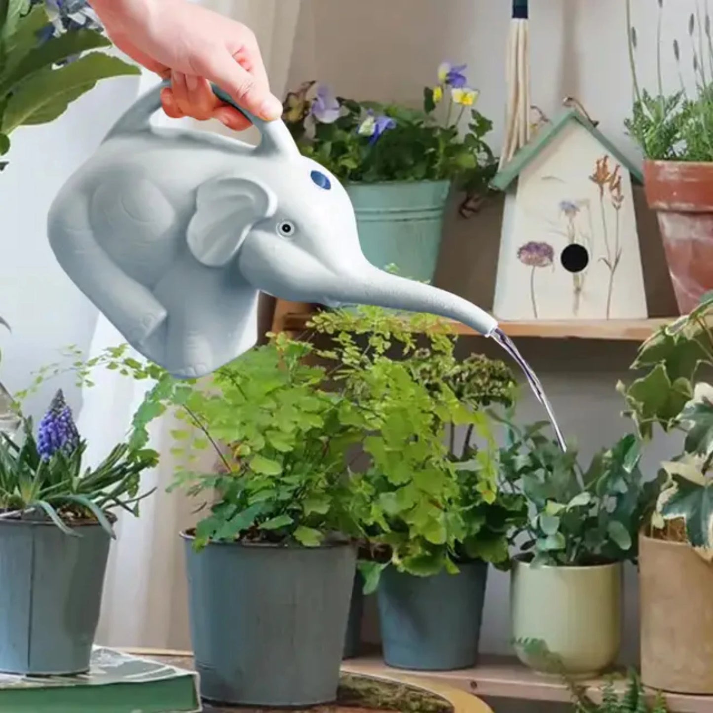 2 Liters PP Elephant Watering Can Plants Watering Pot 11.8x4.7x7inch Gardening Tool Garden Flower