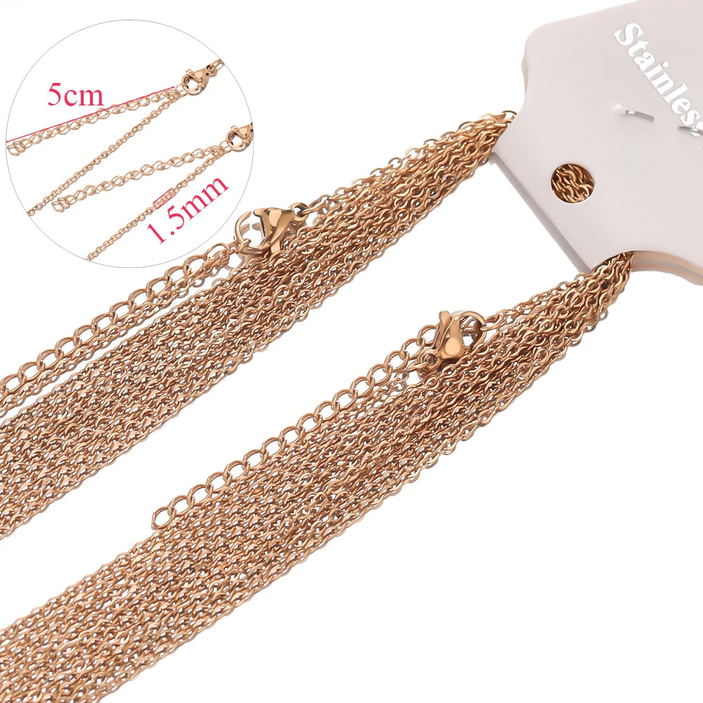 10pcs 45+5cm Stainless Steel Link Chains in Bulk Necklaces Fashion Jewelry Adjustable Chains Wholesale chokers DIY Crafts