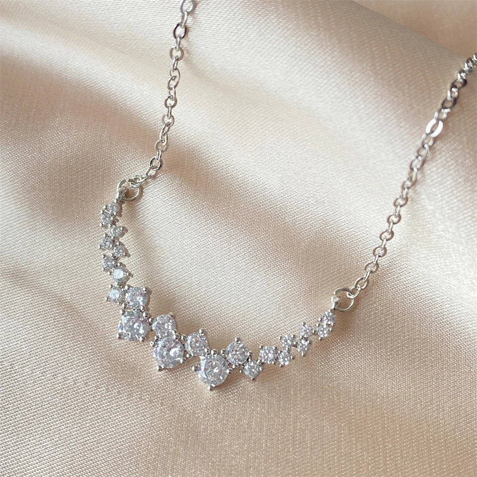 ZAKOL AAA Cubic Zirconia Flower Pendant Necklace for Women Fashion Gold Color Charm Choker Bridal Wedding Party Jewelry