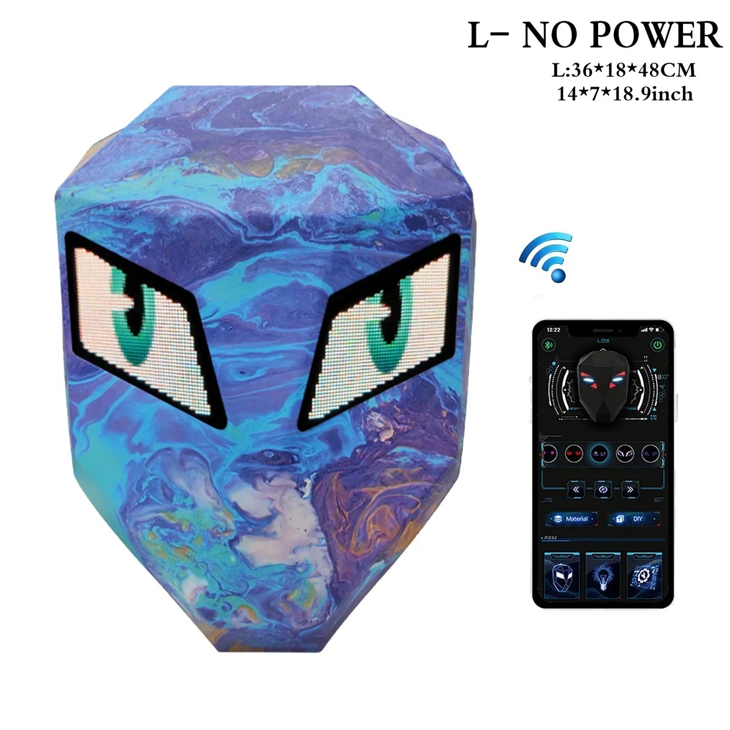 LOY LED Knight Berbasikal Beg galas Fesyen Topi keledar Motosikal Bluetooth Kalis Air Cangkang Keras Komputer riba Beg Personaliti Dengan Mata
