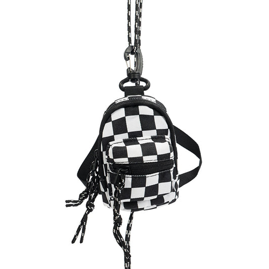 Solid-Color/Checkered Mini Keychain Coin Purse Personalized Small Chest/Waist Bag For Outdoor Cycling