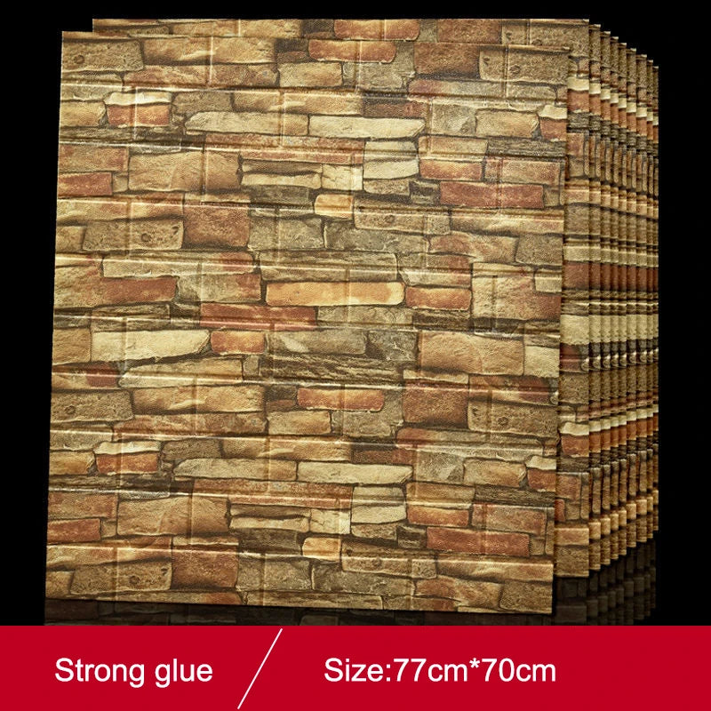 1/5/10Pcs77*70CMBrick Wall Stickers Decor Self-Adhesive Waterproof Wallpaper For Kids Room Bedroom 3D Wall Sticker Brick decor