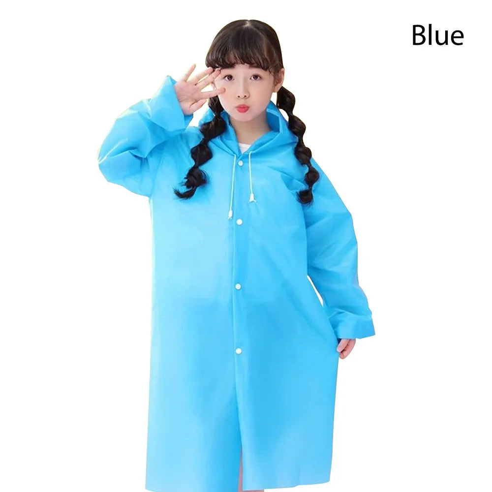 Baju Hujan Kanak-kanak Warna Pepejal Luaran Kalis Air Hujan Ponco EVA Hoodie Pakaian Hujan Pelajar Kot Hujan Lipat Kot Hujan Kanak-kanak