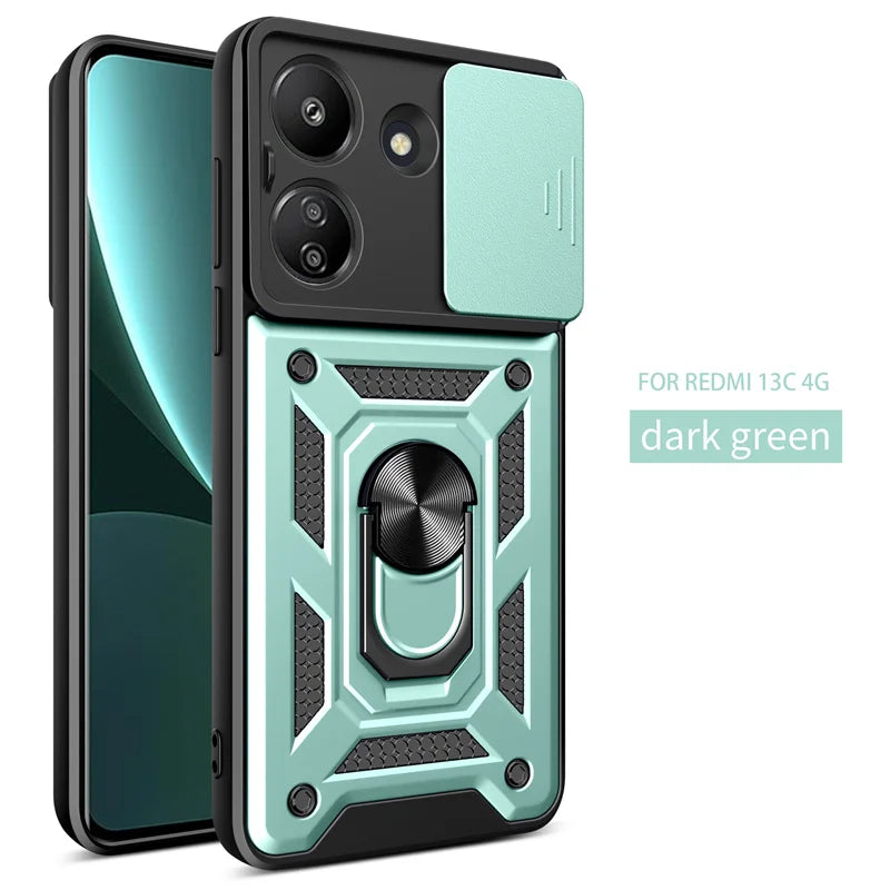 For Xiaomi Redmi 13C 4G Case Car Magnetic Ring Holder Armor Back Cover for Redmi13C Redmy Radmi 13C 13 C C13 4G Phone Cases