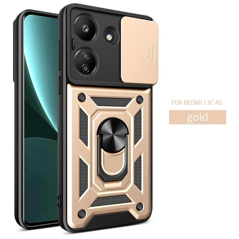 For Xiaomi Redmi 13C 4G Case Car Magnetic Ring Holder Armor Back Cover for Redmi13C Redmy Radmi 13C 13 C C13 4G Phone Cases