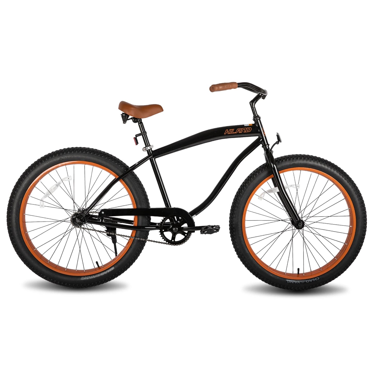 Hiland Adult Fat Tire Beach Cruiser Bike, Wide 26 x 3 Inch Wheels, Single Speed Cruiser Bike with Coaster Brakes