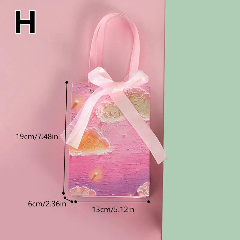 Flower Gift Pakcaging Bag 3D Cloud Oil Painting Paper Bag Valentine's Day Birthday Wedding Party Favor Bag Clothes Store Handbag