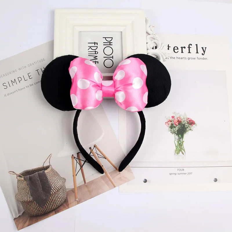 Cartoon Anime Mouse Ears Headband for Women Men Hair Accessories Cute Mouse Elasticity Bow Headdress Toys Childrens Xmas Gifts