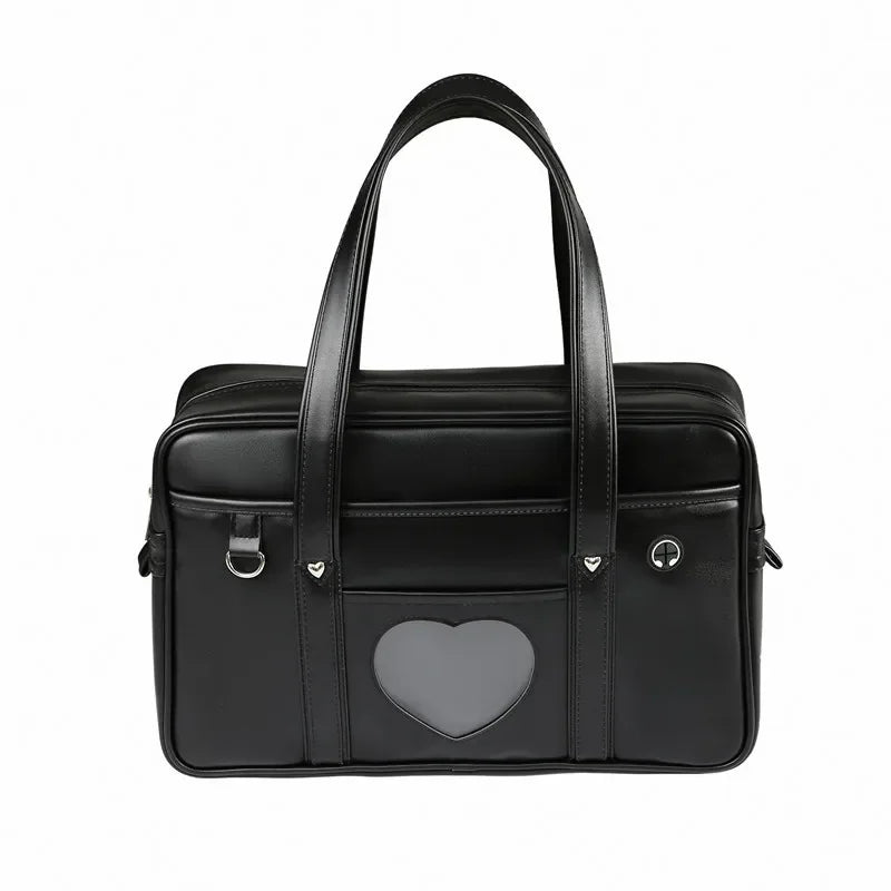 Japanese Women Handbags Men's Large Capacity Commuter Briefcase College Student School Travel Shoulder Bags PU Leather Satchels