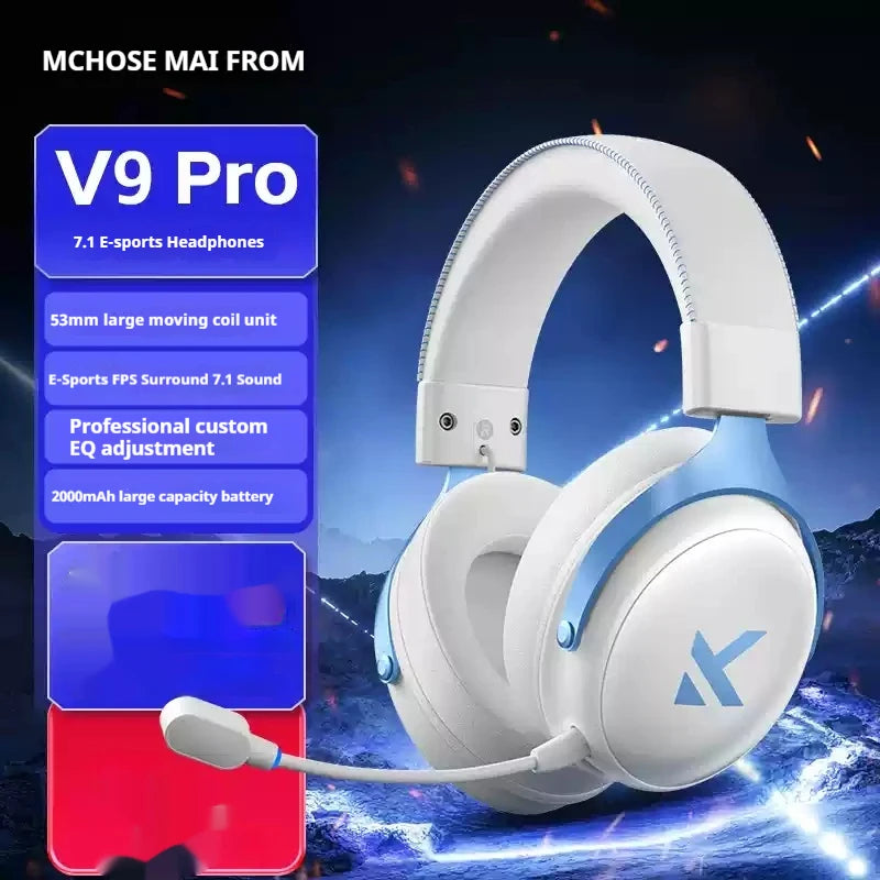 Fon Kepala Permainan MCHOSE V9 Pro Tri-mod Esukan Fon Telinga Fon Telinga Muzik Resolusi Tinggi Pengurangan Bunyi Aktif Tahan Lama Set Alat dengar Tersuai