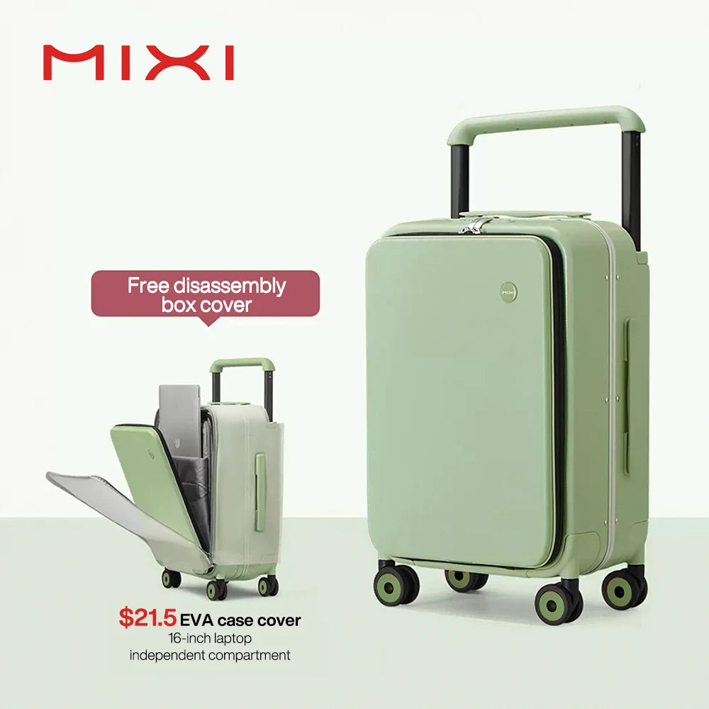 Mixi 2023 Rekaan Baharu Beg Tangan Lebar Lelaki Membawa Bagasi Sarung Troli Perjalanan Wanita 20 Inci Kabin PC Bingkai Aluminium M9275
