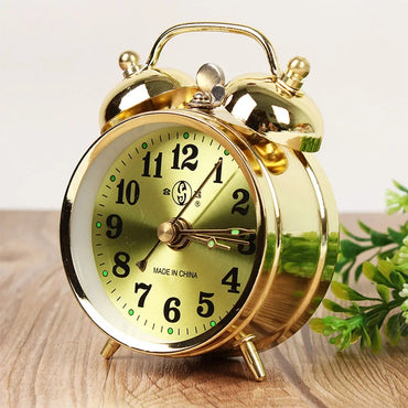 Retro Gold Mechanical Alarm Clock Home Decoration Antique Clock Vintage Manual Wind Up Clock Metal Snooze Table Clock