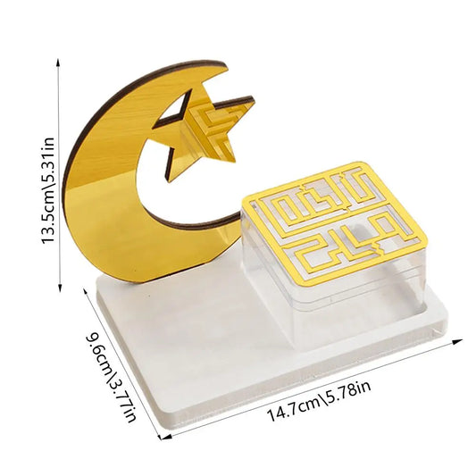 Ramadan Candy Tray Table Decoration Acrylic Eid Ornament Plate Tray Portable Dessert Food Fruit Storage for Home Islamic Muslim