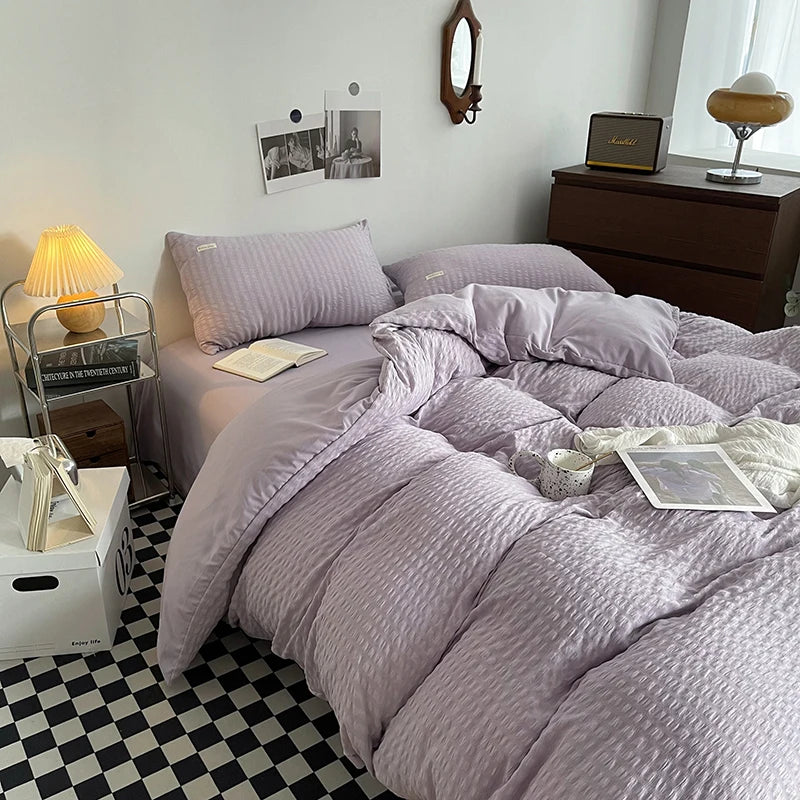INS Solid color Bedding Comforter sets Duvet Cover bedsheets set pillowcases Bedding Linens Set Queen/King Bed edredones de cama