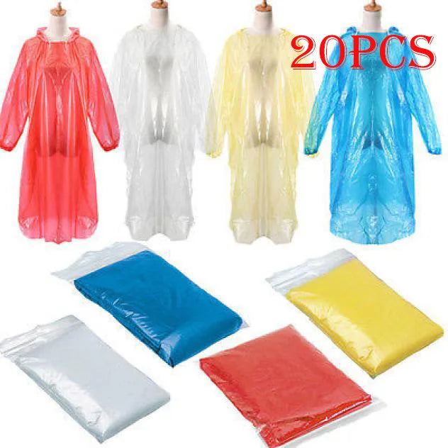 1-100Pcs Baju Hujan Pakai Pakai Kot Hujan Kalis Air Kecemasan Dewasa Kembara Berkhemah Ponco Hood Baju Hujan Luar Perjalanan Pakaian Hujan