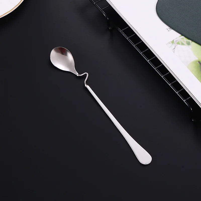 5PCS Creative Stainless Steel S-shaped Cup Spoon Restaurant Hotel Curved Handle Coffee Milk Tea Stirring