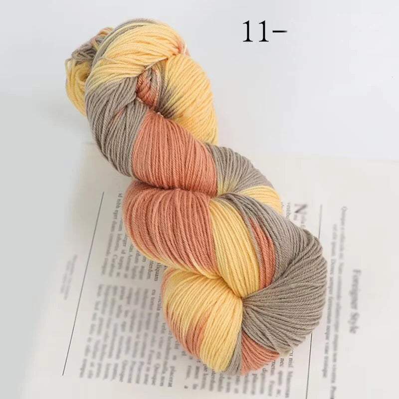 250g Rendering Segment Dyed with Colorful Wool Yarn, Colorful Rainbow Thread, Hand Woven Sweater, Scarf, Hat, Glove Yarn