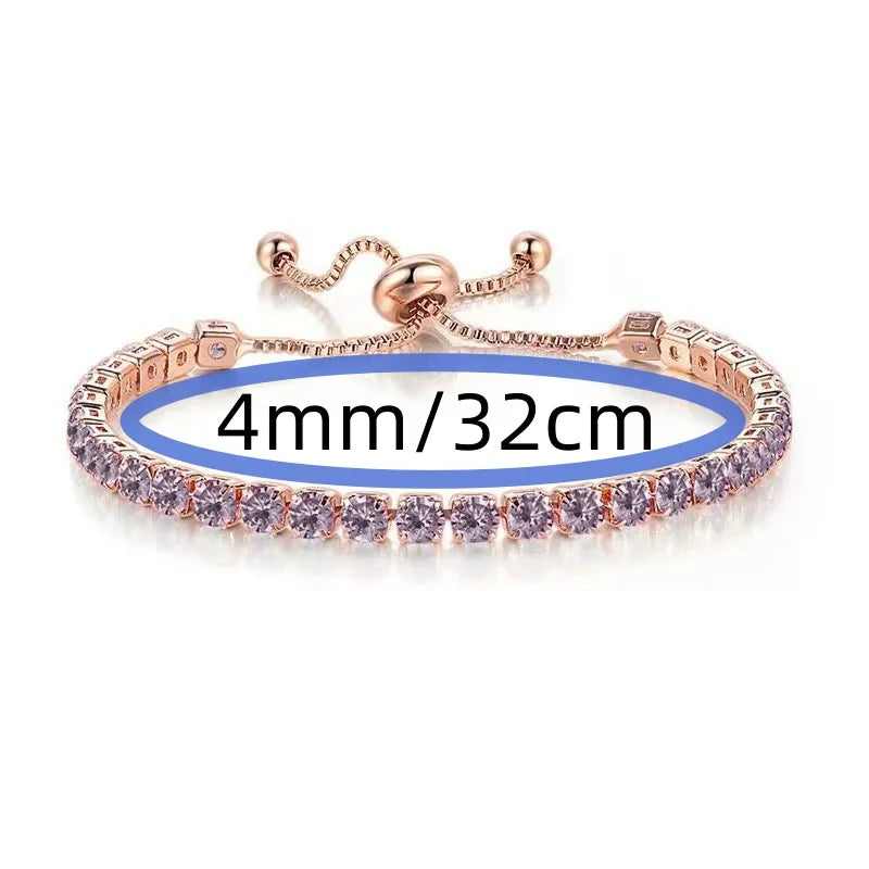 Wu's 2022 Fashion Shiny Crystal Push-pull Bracelet Light Luxury Micro-inlaid Zircon Bracelet Women's Simple Adjustable Jewelry