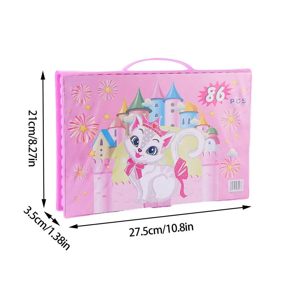 86 Pcs/Box Children Painting Pens Set Art Supplies For Drawing With Watercolor Pen Ruler Eraser Sharpener Tools Drawing Tool