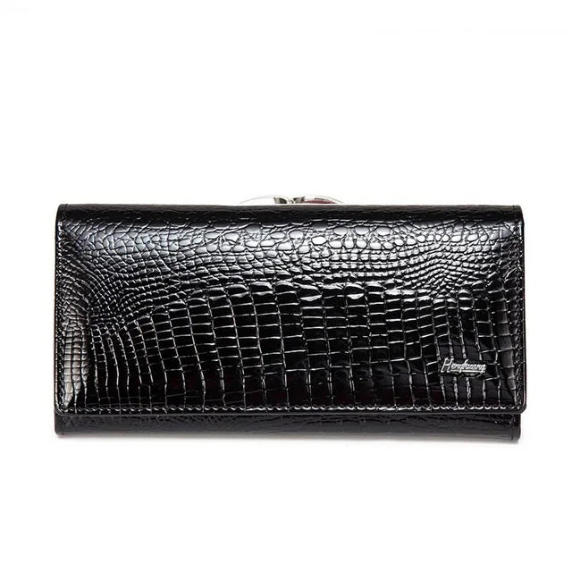 Genuine Leather Purses for Coins and Cards Long Cow Leather Wallet Women Alligator Pattern Female Clutch Bag