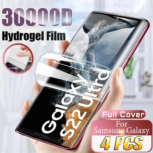 4PCS Hydrogel Film For Samsung Galaxy S20 S21 S22 S23 S24 Ultra Screen Perotector Full Cover For Samsung S22 S23 FE S24 Plus