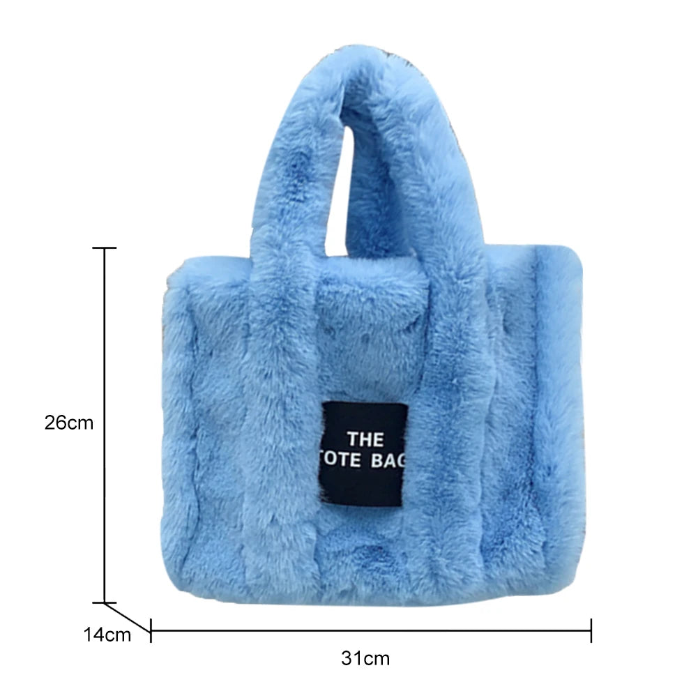 Beg Tote Mewah Bulu Tiruan Musim Sejuk Beg Wanita Pereka Bentuk Surat Beg Tangan Kapasiti Besar Beg Bahu Dompet Beg Beg Beg Wanita Bolsas