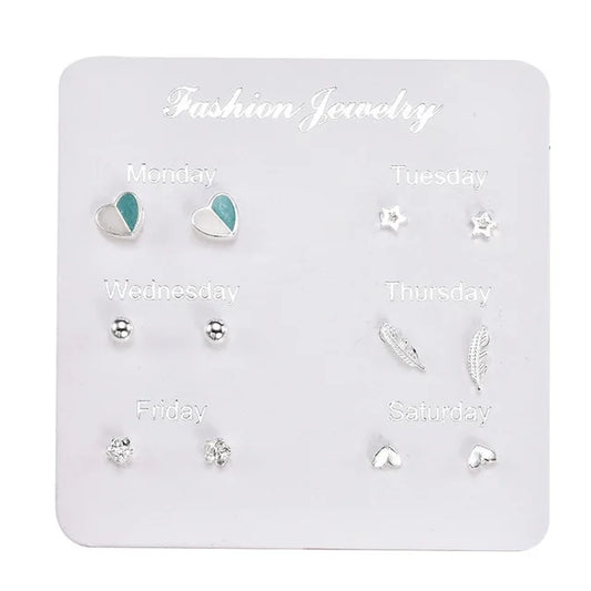 2020 NEW 12~36 Pairs Fashion Women Girls Resin Plastic Crystal Diamante Flower Stud Earrings Set Random Style Gold Color Jewelry