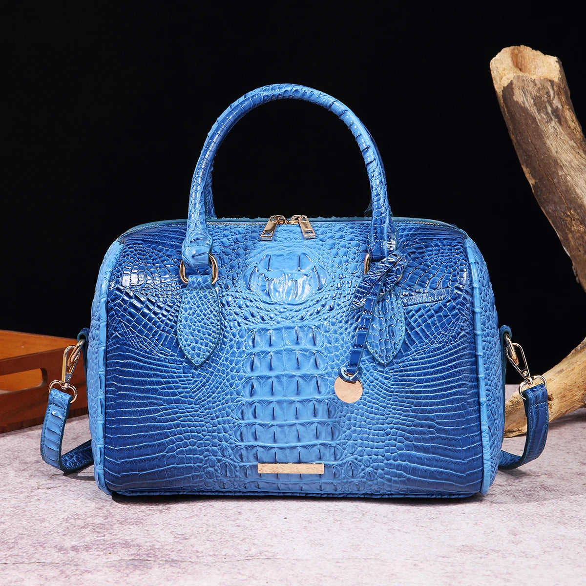 Beg Tangan Boston Timbul Buaya Ombre Beg Selempang Gaya Klasik Dompet Beg Kulit Wanita