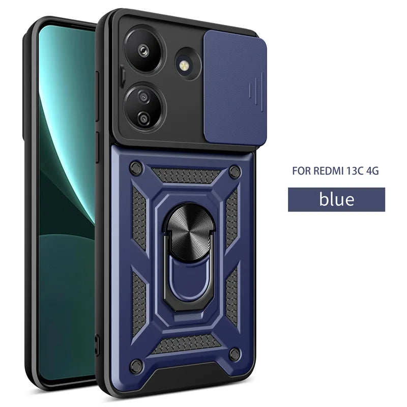 For Xiaomi Redmi 13C 4G Case Car Magnetic Ring Holder Armor Back Cover for Redmi13C Redmy Radmi 13C 13 C C13 4G Phone Cases