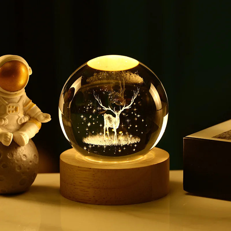 Bola Kristal 3D Kreatif Planet Galaksi Glob Kaca Bola Kristal Bulan Hiasan Desktop Tepi Katil Hiasan Rumah Hadiah Perhiasan Rumah