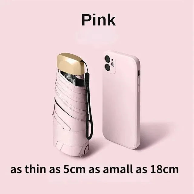Mini Sun Parasol Payung Lipat Kecil Hujan Fesyen Anti-UV Kalis Air Portable Poket Hadiah Payung Perjalanan untuk Wanita Perempuan