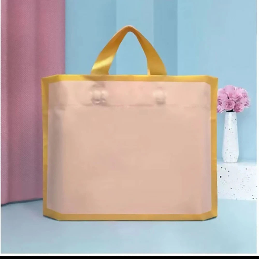 100pcs Custom Logo golden border Matte Shopping Bags thickening tote bag wedding Gift Bag Print Logo On Double-sided Free Design