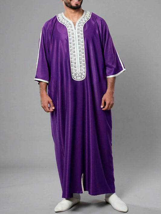Islam kaftan pakaian lelaki muslim marok kanis cher kaftan bersulam longgar dan bernafas djellaba abaya thobe
