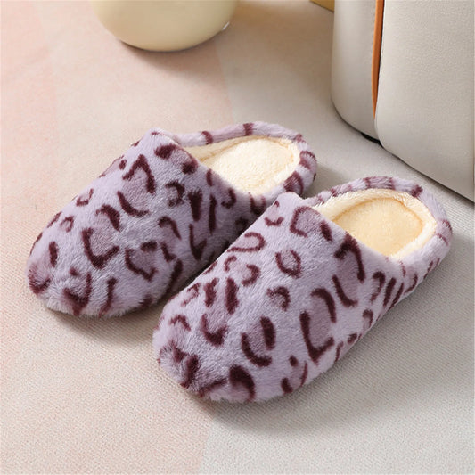 Soft Home Leopard Slippers Women Slippers Winter Indoor Light Comfort Floor Shoes Couple Silence Slides Bedroom House Slippers