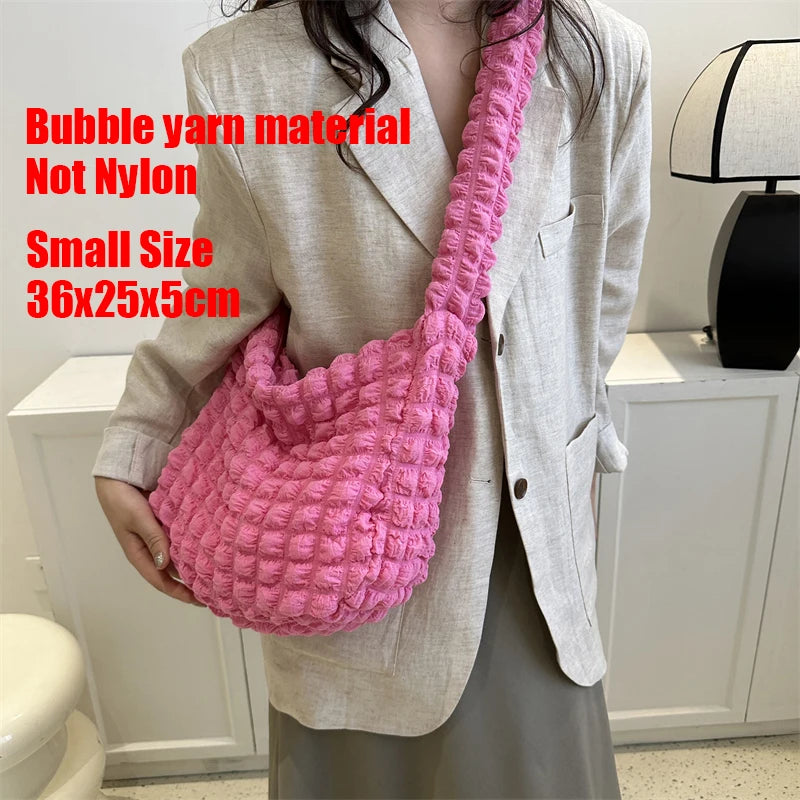 Quilted Padded Crossbody Bag for Women Pleated Bubbles Cloud Shoulder Bags Large Tote Bucket Designer Bag Ruched Handbags 2023