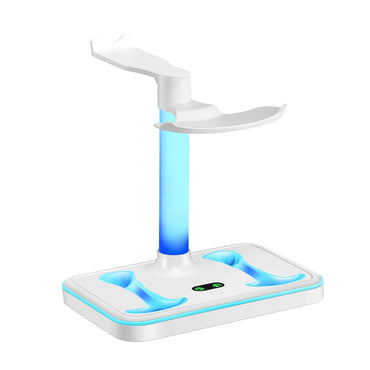 Stand Pengecasan Pad permainan Dok Pengecasan Magnetik Pendirian Cermin Mata Penyimpanan Cahaya RGB Berwarna-warni Aksesori Alat dengar untuk PS VR2 Joypad