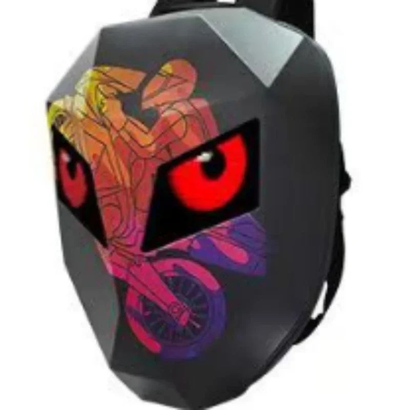 LOY LED Knight Berbasikal Beg galas Fesyen Topi keledar Motosikal Bluetooth Kalis Air Cangkang Keras Komputer riba Beg Personaliti Dengan Mata