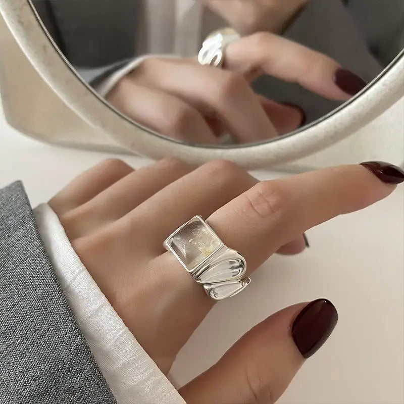 LATS New Design Starfish Pearl Ring Shape Gold Color Adjustable Rings For Women Korean Fashion Jewelry Party Luxury Accessory