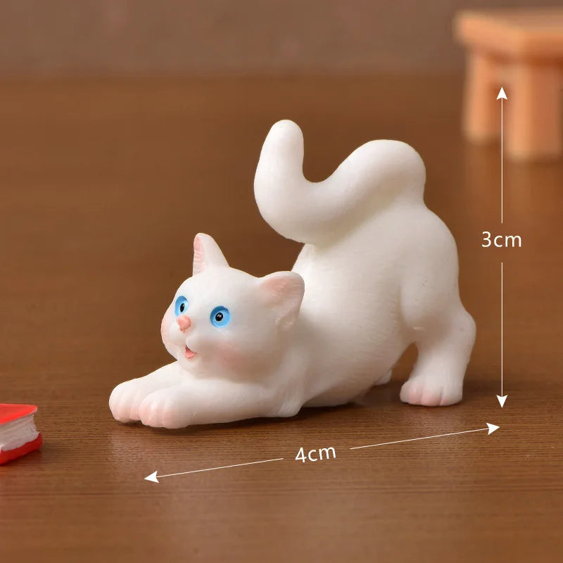 1pcs Resin Kucing Hiasan Anak Kucing Patung Haiwan Miniatur Taman Peri Hiasan Rumah Anak Patung DIY Mikro Landskap Hiasan Rumah