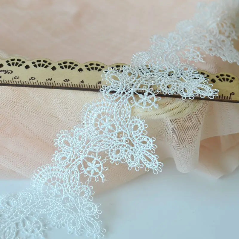 1Yards 9.3CM Lebar Putih Hitam Sulaman Renda Guipure Leaf Renda Reben Kemasan Kain Renda Bunga Untuk Menjahit Reben