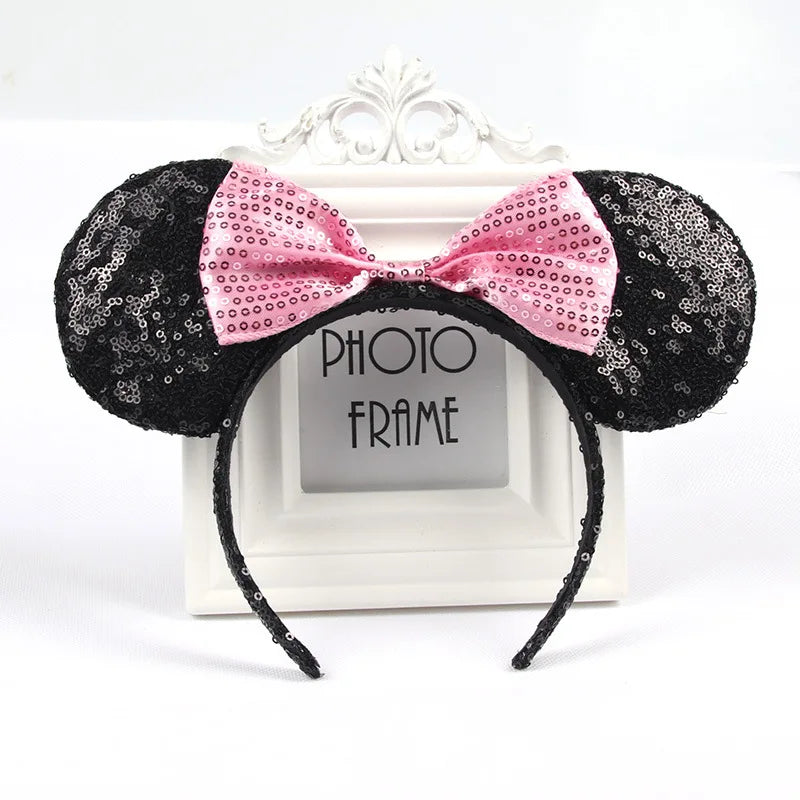 Cartoon Anime Mouse Ears Headband for Women Men Hair Accessories Cute Mouse Elasticity Bow Headdress Toys Childrens Xmas Gifts