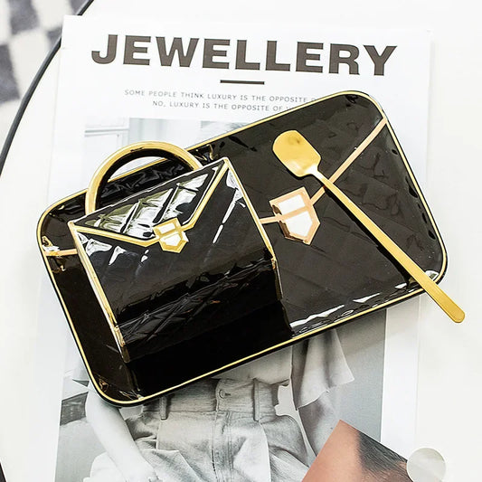 Set Cawan Kopi Seramik Mewah Cawan Bentuk Beg Kreatif Scandinavia Cawan Teh Petang Rumah Alat Minum Hiasan Kabinet Wain