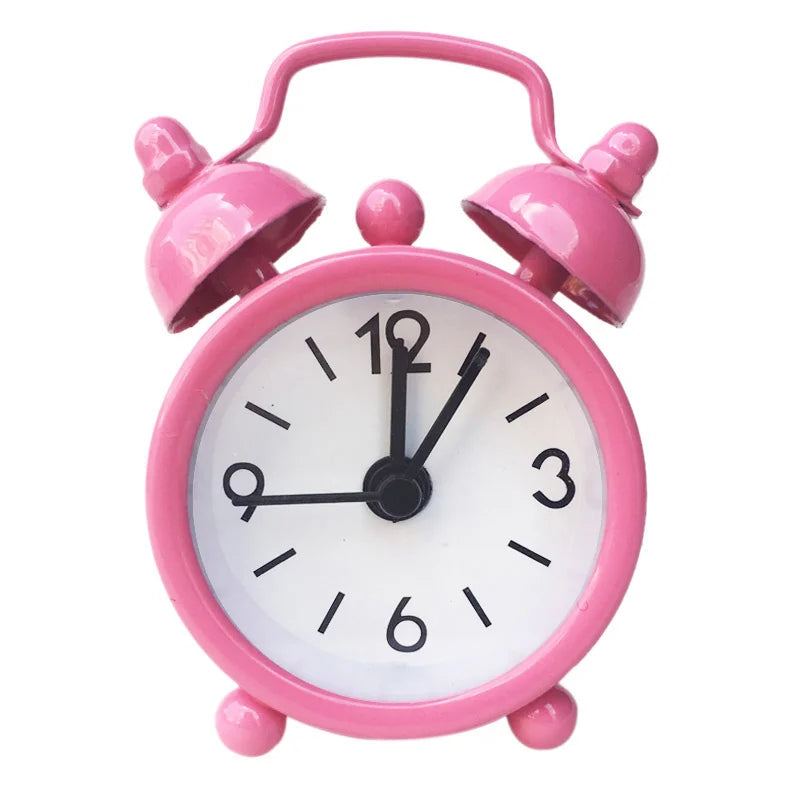 Jam Penggera Mini Mudah Alih Jam Nombor Bulat Retro Loceng Dua Jam Meja Meja Jam Kuarza Digital Tahan Lama Hiasan Rumah
