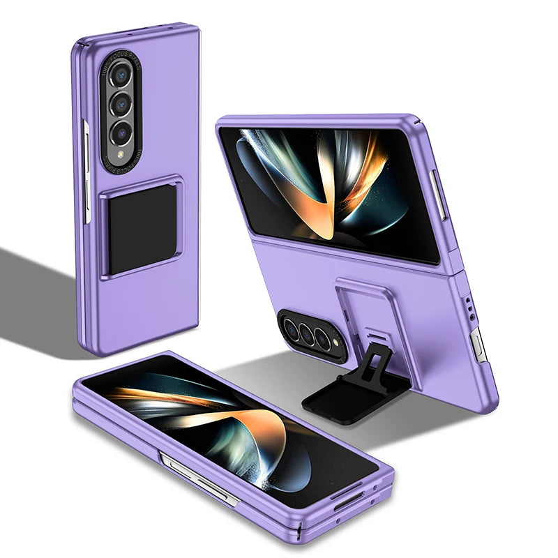 For Galaxy Z Fold 3 4 Case With Built-in Kickstand Bracket Camera Protection Anti Scratch Case Black Blue Green Red For Fold 5 6
