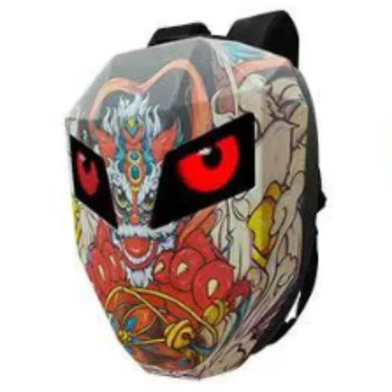 LOY LED Knight Berbasikal Beg galas Fesyen Topi keledar Motosikal Bluetooth Kalis Air Cangkang Keras Komputer riba Beg Personaliti Dengan Mata