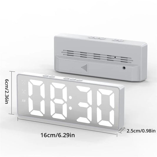 LED Mirror Table Clock Digital Alarm Snooze Display Time Desktop Electronic Table Clocks Desktop Clock LED Mirror Table Clock Di