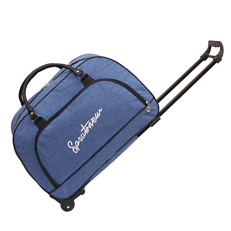Beg Troli Beg Beg Perjalanan dengan Roda Beg Bagasi Berkapasiti Besar Kabin Duffle Boleh Dilipat Wanita Lelaki Tangan Bagasi Beg Dibawa