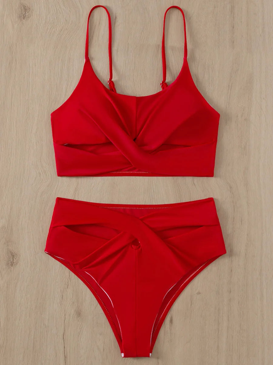 2024 Seksi Berkilat Glitter Bikini berkilauan pakaian renang pinggang tinggi Wanita pakaian renang wanita Twist Bandeau bikini set Bathers pakaian mandi