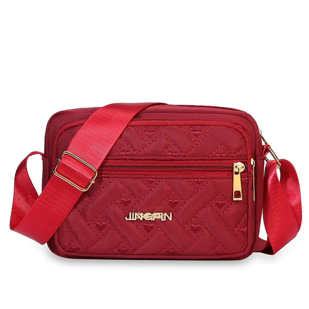 Fashion Embroidery Women Nylon Square Handbags Lady's Shoulder Cross Body Female Casual Women's Zipper Handbag